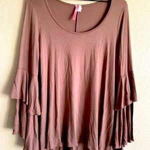 Mauve flutter sleeve top